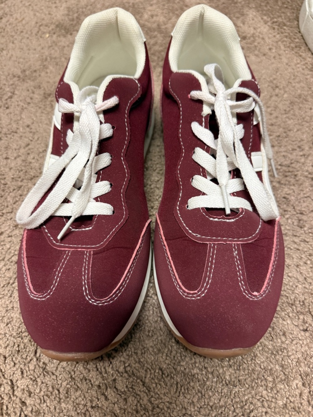 SHEIN Burgundy and White Athletic Sneakers